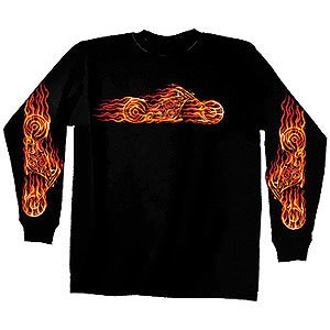 Flaming Hot Motorcycle Biker Long Sleeve T-Shirt