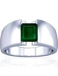 18K White Gold Emerald Cut Emerald Solitaire Ring