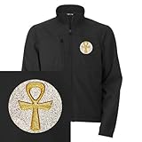 IMAGE OF Artsmith, Inc. Men's Embroidered Jacket Egyptian Gold Ankh - Black, Medium