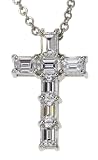 Platinum Emerald Cut Diamond Cross Pendant (1.75 cttw, E-F Color, VS1 Clarity), 16