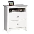 Monterey 2 Drawer Tall Night Table with Open Shelf - White