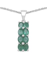 1.60 Carat Genuine Emerald Sterling Silver Pendant