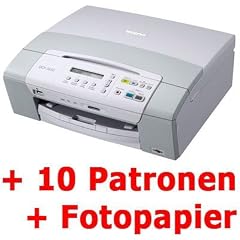 Brother DCP-165C/195C All-in-One Multifunktionsger�t + 10 kompatible Patronen + Fotopapier + USB Kabel