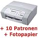 Brother DCP-165C/195C All-in-One Multifunktionsger�t + 10 kompatible Patronen + Fotopapier + USB Kabel