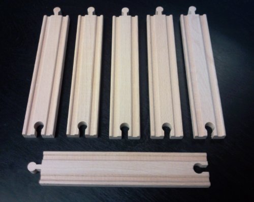 Set of (6) 8" Straight Tracks Fit Thomas and Brio Wooden Train and Track Sets