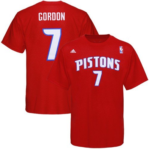 adidas Detroit Pistons #7 Ben Gordon Red Player T-shirt (X-Large)