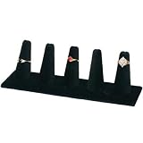 Black Velvet 5 Ring Finger Jewelry Holder Showcase Display