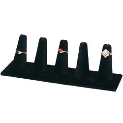 Black Velvet 5 Ring Finger Jewelry Holder Showcase Display