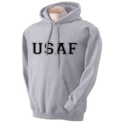 USAF Air Force Hooded Sweatshirt - Military Style Physical Training Sweatshirt in Gray