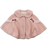 【H27年秋冬物】(日本製) Pample Mousse(パンプルムース) シープボア裏天竺レースリボン花付マント FREE/PK NO.DP-54108