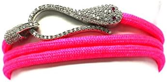 Neon Color String Bracelets with 925 Silver Pave Charms Snake with Stainless Steel Magnet Clasp