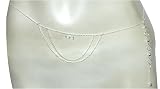Belly Ring Chain in Sterling Silver Women Hand Engraved Indian Style Max Length 34 inches (b168b)