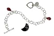 Black Moon and Red Teardrop Swarovski and Silver Bracelet