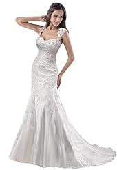 Mermaid 2015 Organza/Satin Applique Lace Wedding Dress 