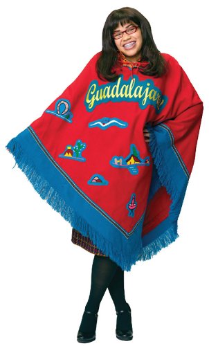This officially licensed Ugly Betty Poncho includes the blue and red fringed 