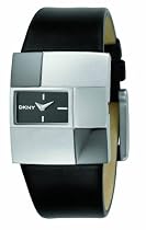 DKNY Ladies Black Leather Strap Watch With Black Dial