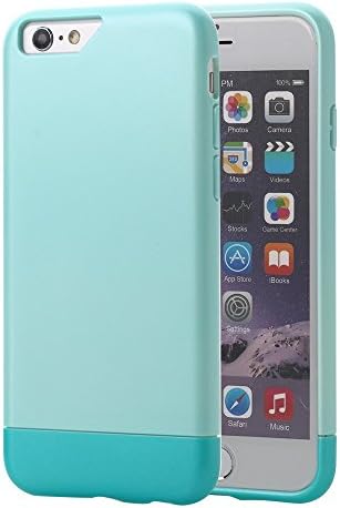 Rice Grain Slim Fit iPhone 6 4.7 Case Soft-Interior Scratch Protection with Vibrant Trendy Color Slider Style Hard Case for Apple iPhone 6 with Screen Protector & Stylus (Light Blue/ Green)