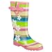 All Products : Flower Stripe Rain Boots - Pink Multicolor