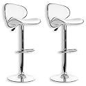Lot de 2 tabourets de bar LOUNGE simili cuir blanc