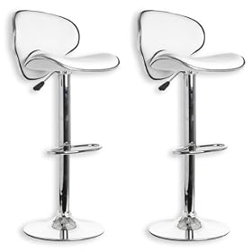 Lot de 2 tabourets de bar LOUNGE simili cuir blanc