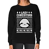 Lazy Ugly Christmas Sweater Big White Sloth Face Funny Women Sweatshirt
