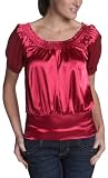 Rampage Women's Solid Stretch Charmuse Top With Smocking