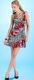 Juniors Lace Print Ruched Side Summer Party Casual Dress