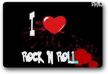 I Love Rock And Roll Doormat Machine Enjoy Top Fabric And Non-slip Rubber Backing Indoor Outdoor Door Mat