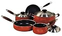 NapaStyle Porcelain Nonstick Aluminum 8-Piece Cookware Set Terra Cotta