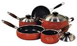 NapaStyle Porcelain Nonstick Aluminum 8-Piece Cookware Set, Terra Cotta