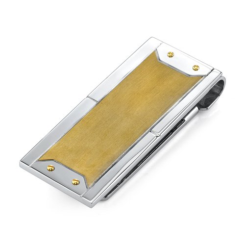 Childrens Toyshop  Apparel : Royal Flush: Surgical Stainless Steel Brushed and Gold Finish Money Clip