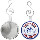 Creative Clam Beginner Swimmer Pool Safety Alert 2.25 Inch Glass Mirror Backed Ornament