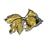 Sterling Silver Lemon Amber Goldfish Pin