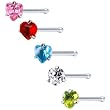 20 Gauge Stainless Steel Heart CZ Nose Bone Pack