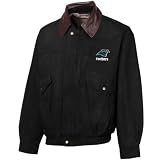 NFL Reebok Carolina Panthers Black Navigator Cotton Canvas Full Zip Jacket (Large)