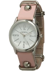 Modern Stone Stud Medium Band Watch! Light Pink & Silver.
