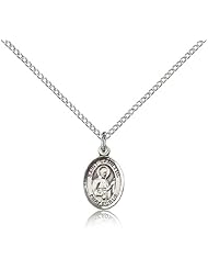 .925 Sterling Silver Saint St. Camillus of Lellis Medal Pendant 1/2 x 1/4 Inches Hospitals/Nurses-9019- Comes with a .925 Sterling Silver Lite Curb Chain Neckace And a Black velvet Box