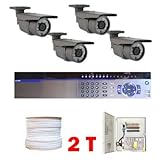 Complete High End 8 Channel Full D1 HDMI (2T HD) DVR Surveillance Video CCTV Security Camera System Package w/ (4) Pack of 1/3" Exview HAD CCD II 700 TVL 2.8~12 mm Varifocal Lens Outdoor Cameras