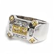 Sterling Silver Men's Rings with Clear/Champagne Cubic Zirconia - Sizes: 9-14