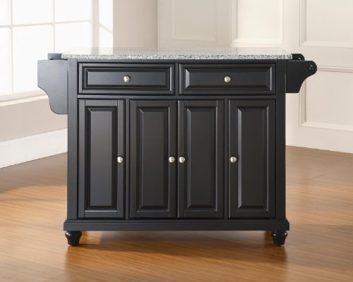 Crosley Furniture Cambridge Solid Granite Top Kitchen Island in Black Finish On Sale