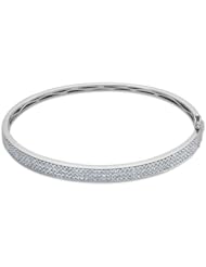 14K White Gold, Diamond Pave Bangle Bracelet, 1.00 ctw.
