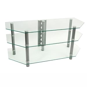 3-Tier Glass TV Stand - Clear (52") by Walker Edison