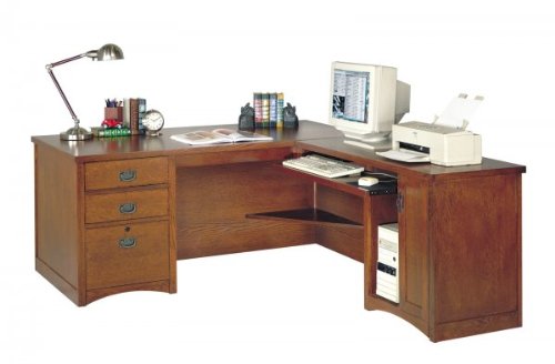 California Bungalow Desk With Right Computer Return (Mission Oak) (29H x 49W x 20.75D)
