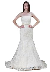 Strapless Beaded Lace Mermaid Prom Dress 