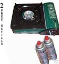 Portable Camping Gas Cooker Stove + 2 Free Gas Cartridges Refills