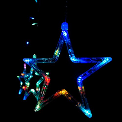 GUchina 138 Led Waterproof Star Lights, LED Curtain Light, LED Star Fairy Light for Indoor Outdoor Festival Party Decoration-110v 8 Lighting Models 2 m(w) X 1m(h) (Colorful)