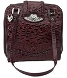 Burgundy Leather Purse with Silver Tone Hearts