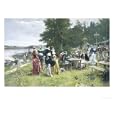The Picnic Along the River Shore Giclee Poster Print by Adrien Moreau, 32x24
