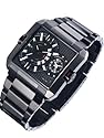 Police - PM11745N4 - Montre Homme Acier Noir - Quartz Analogique - Carrée - Affichage 24H - dateur - Bracelet Acier Noir