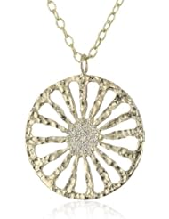 Dyanne Belle "Natura Pendant Collection" 14k Gold Signature Sand Dollar Textured with Pave Diamonds Pendant Necklace